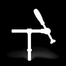 Den horisontella runda arm med en längd av 200 mm är fullt justerbar och skapar, i kombination med den svängbara armen, en variabel spännområde. Längden av det vertikala armen är 250 mm.