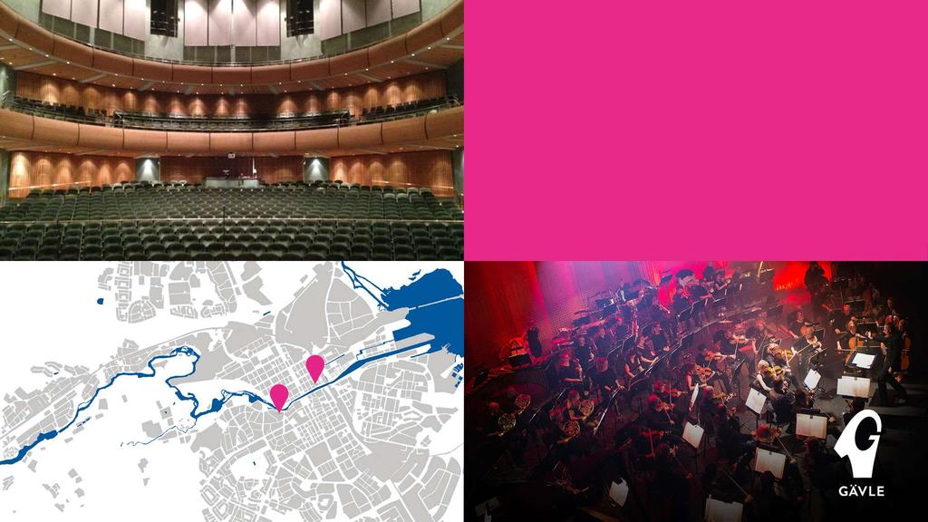 Gävle Konserthus - konferenslokaler Gevaliasalen Salen har 800 platser Yta scenmått: bredd framkant: 17.