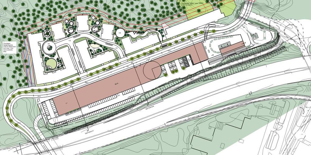 Figur 2.4. Planerade bostäder m m (ÅWL, 2018-01-31). Ytor för bilhandel planeras i flera plan närmast Värmdöleden (gråmarkering i figur 2.3).