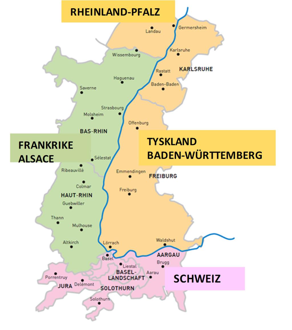 35 Ruta 8 Det gränsöverskridande projektet Oberrhein (övre Rhen) ett exempel på ett långvarigt och lyckat samarbete Källa: http://www.interreg oberrhein.eu/ablage/.