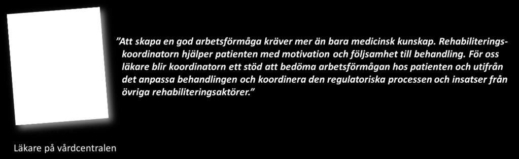 patienter intervjuats. Patienter som erhåller stöd av rehabkoordinator beskriver att de är mycket nöjda med stödet.