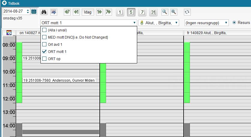 R8.1.1_09 Sidan 11 BESÖKSLISTAN Det går nu att filtrera på flera valda resurser/enheter i samma sökning. 7.