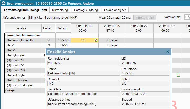 SVAR PROVBUNDEN Nya fält i fönstret Enskild Analys för