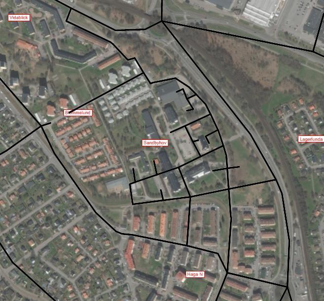 Figur 10 Scenario 2, väganslutningar till Sandbyhov. 2.3.