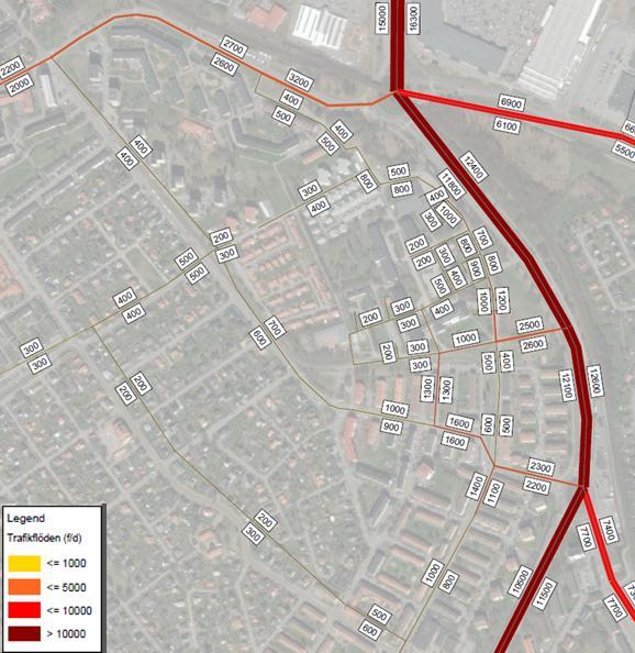 3.2 Scenario 2 Figur 16 Trafikflöden scenario 2 Sandbyhov 2035.