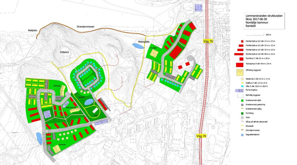 Figur 2. Planerad bebyggelse enligt aktuellt planförslag.