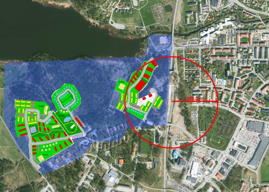 Dessa ligger öster om studerad Väg 76. Området är i huvudsak obebyggt och utgörs av naturmark.