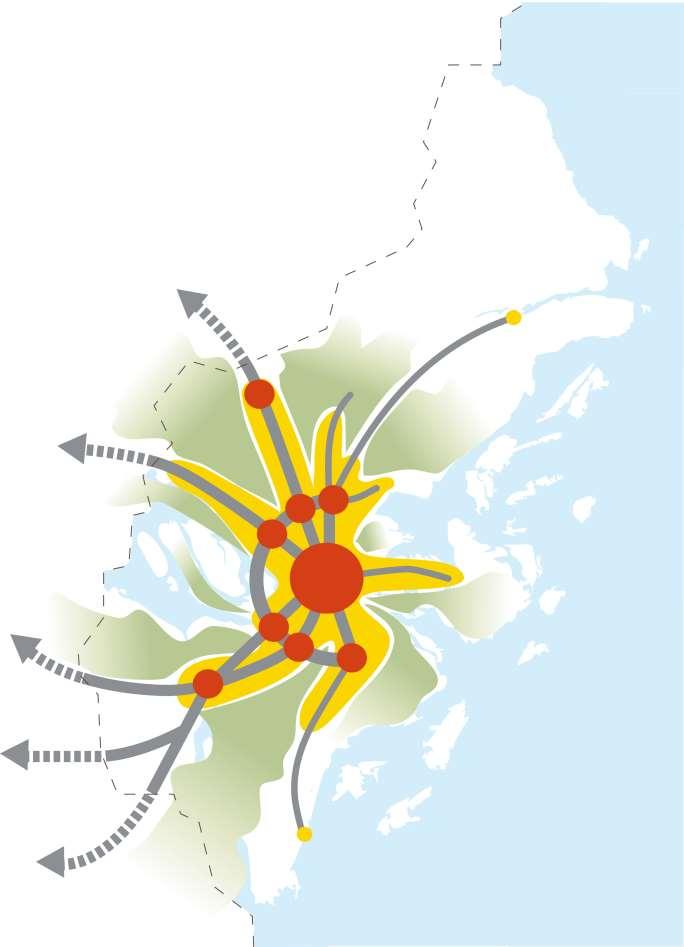 RUFS 2010 Rumslig inriktning 2030 Utnyttja läget och värna kvaliteter i Stockholms län Tätare bebyggelse nära kollektivtrafik Attraktiva