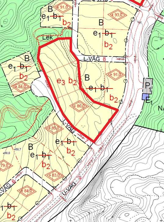 Småkvarter 208 Kvarteret består av fyra illustrerade villatomter, från lekplatsen fram till Västra Sundskogsvägen. Arealen är ca 4250 kvm.