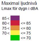 Redovisade bullernivåer avser enbart buller från statlig infrastruktur,