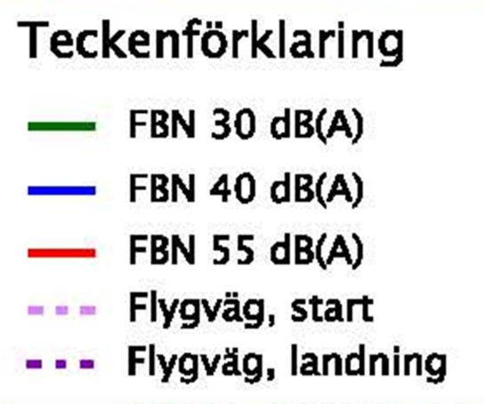 Figur 3. Flygbullerredovisning. 3.2 Maximalnivåredovisning Maximalnivåerna 70 och 80 dba redovisas för flygplantypen Boeing 737-800.