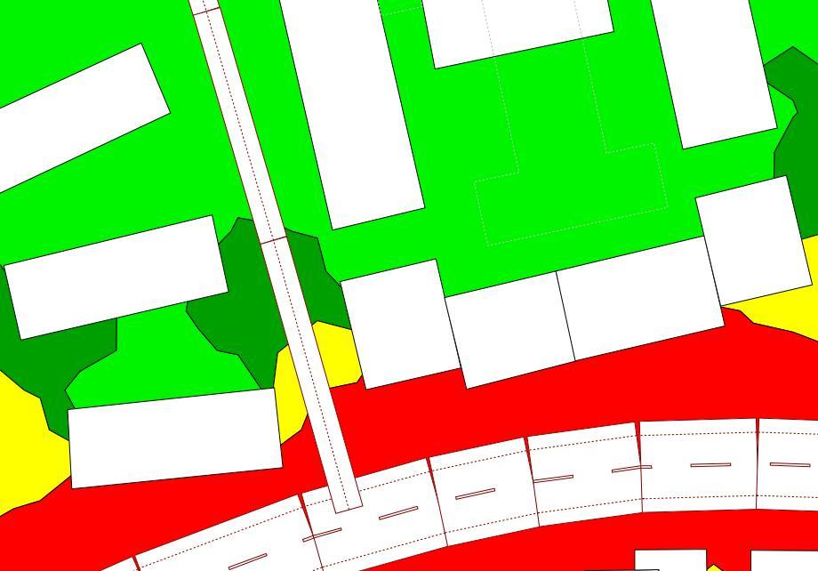 Figur 2: Trafikbuller vid bostäder närmast Äsperödsvägen beräknas få ekvivalenta ljudnivåer över dba (röd markering). 2.2 VÄG 44 OCH TÅGTRAFIK Väg 44 och tågtrafik beräknas bidra med högst dba ekvivalent ljudnivå och dba maximal ljudnivå.