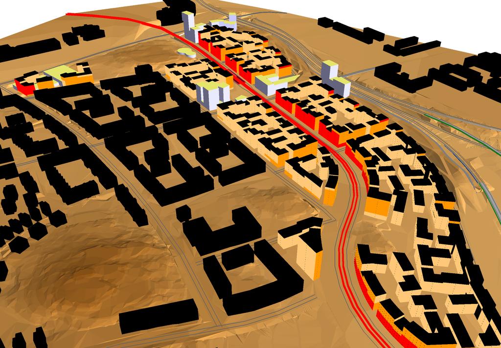 Ekvivalent ljudnivå för dygn i dba 70 Elevation < 65 in < m <= 70 60 < <= 65 55 < <= 60 <= 55 Ursvik,