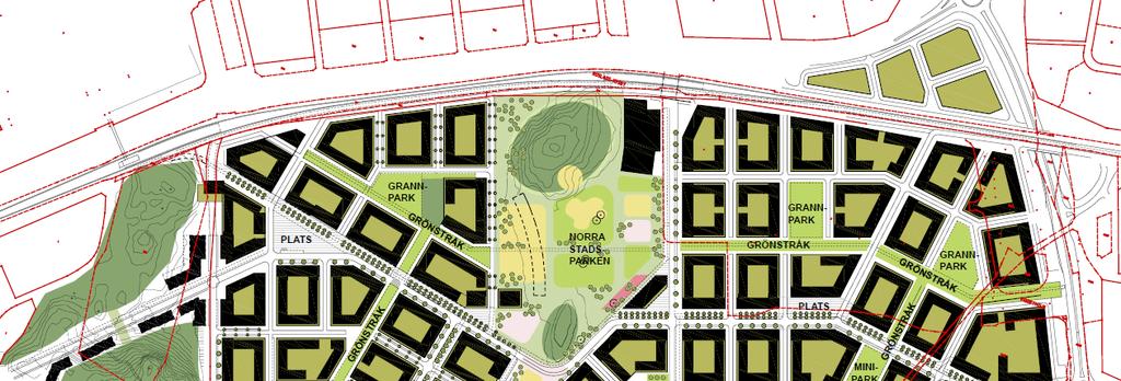 2014-04-28, sid 5 (18) Figur 2. Bild från blockplan över Galoppfältet 2014-06-03, Nyréns Arkitektkontor, Erséus Arkitekter AB.
