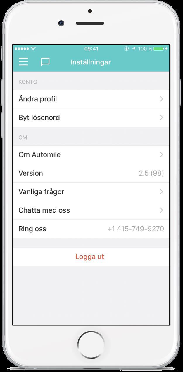 Inställningar Här kan du uppdatera din profilinformation såsom: namn, E-postadress, telefonnummer samt vilket språk och måttenhetssystem du