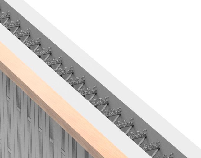 11: Det kan vara en fördel i att lägga en 45 x 95 mm längs avslutningsblocket för att vara säker på att riktningen på väggen är korrekt. 12 Alt. 2 Avstyvning på en sida Fig.