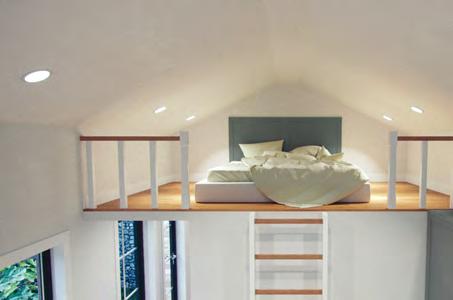 Sovloftet har plats för dubbelsäng ochgarderober.