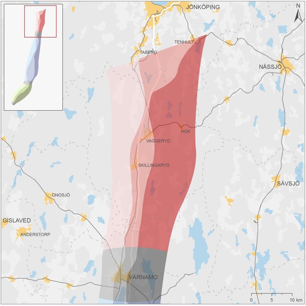 8.9. Taberg/Tenhult-Värnamo Delområdena mellan Taberg/Tenhult Värnamo ligger alla inom Jönköpings län och är ca 60km långa.