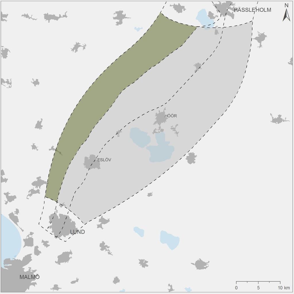 8.11.2. Potentiella effekter Hässleholm-Lund delområde väst Figur 112. Sträckan Hässleholm-Lund delområde väst.