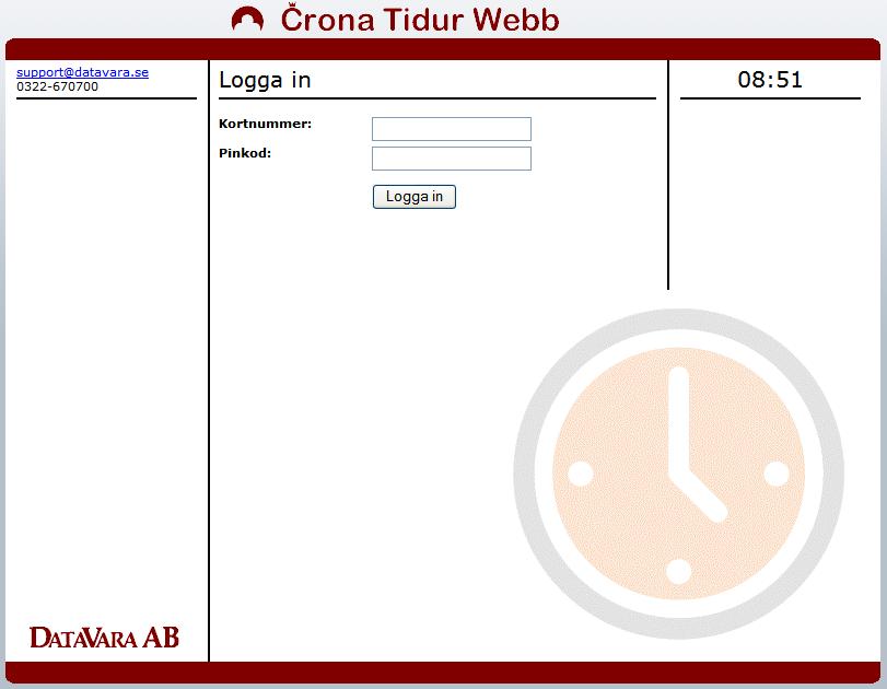 Çrona Tid Stämpelklockan Förbli inloggad Själva stämplingsbilden, som visas nedan, ligger framme under cirka en minut efter senaste aktiviteten i bilden.
