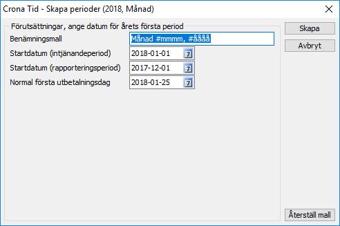 Register Çrona Tid Benämningsmall Benämningsmallen är tänkt att beskriva löneperioden i klartext