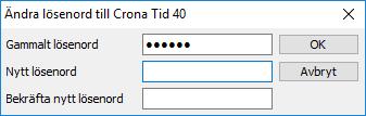 Çrona Tid Komma igång E I Crona Tid 100 sätter du på behörighetssystemet i Crona Tid Server.