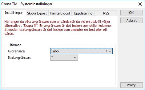 Çrona Tid Inställningar på tjänstebilar kan importeras. På vår hemsida, www.datavara.se, finns det exportfiler som du kan importera.