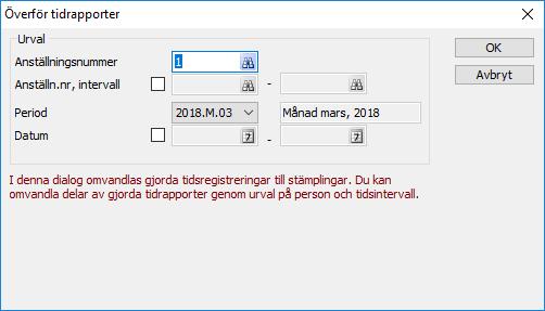 Çrona Tid Systemuppbyggnad Genom att markera kryssrutan vid Visa period och anger önskad period lämnas en varning om man anger ett datum utanför dess registreringsperiod och markören återgår till