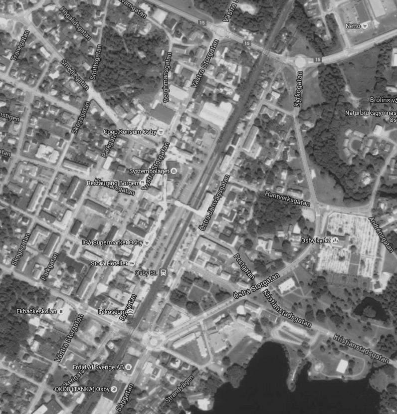 ZONINDELNING Osby C Det inventerades 55st butiker i Osby Väst på gatorna Västra Storgatan, Köpmannagatan, Västra Storgatan, Briogatan, Godsvägen, Klockaregatan, Fabriksgatan och Västra Järnvägsgatan.