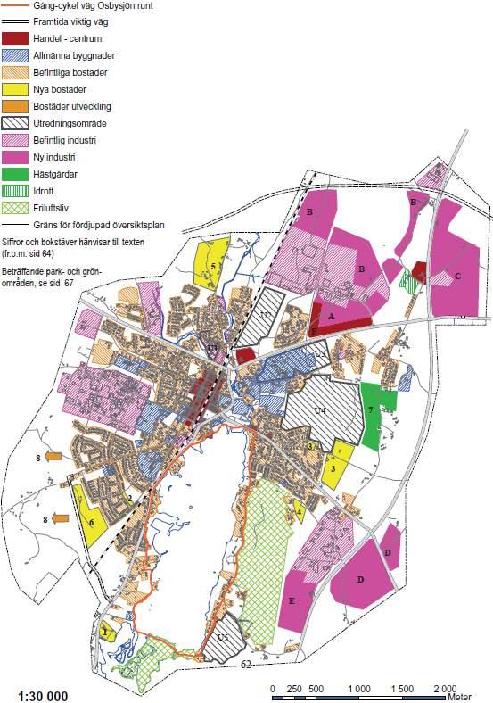 Underlag och analys Den fördjupade översiktsplanen för Osby tätort som är del i översiktsplanen, antagen 2010-11-29 av kommunfullmäktige, pekar ut fler framtida användningsområden för centralorten.