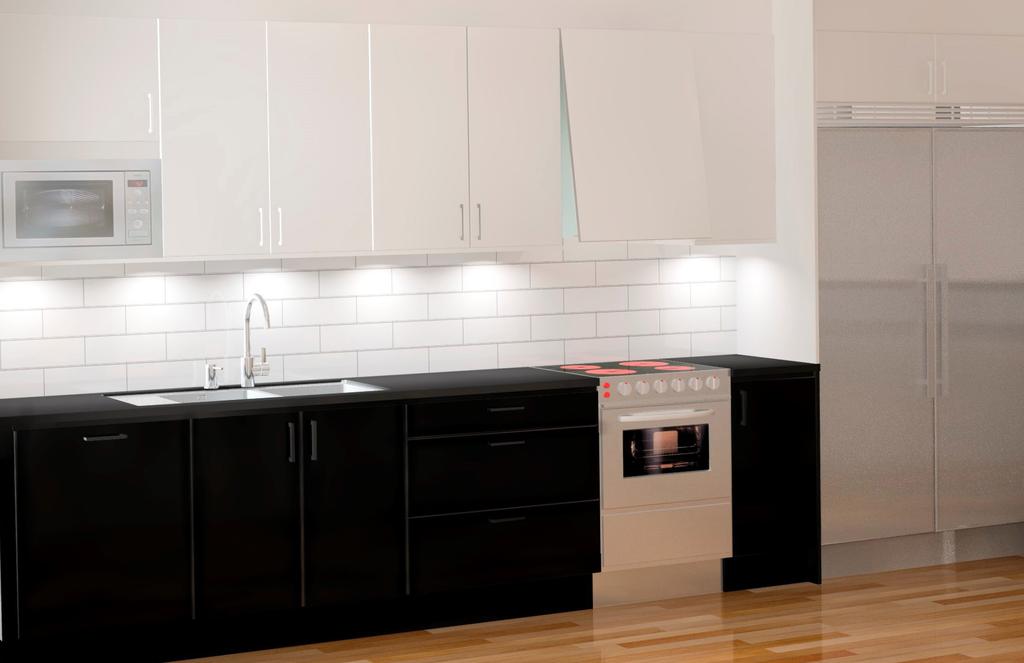 Som standard i ditt kök finns kyl/frys alternativt separat kyl- och frysskåp beroende på lägenhetsstorlek.