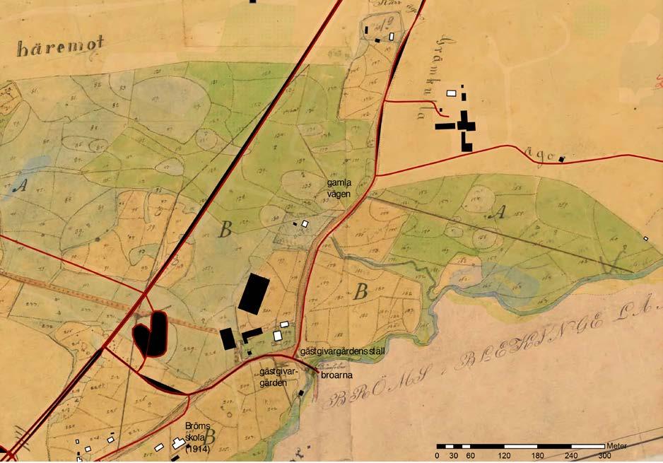 vägar ovanpå en karta från 1724.