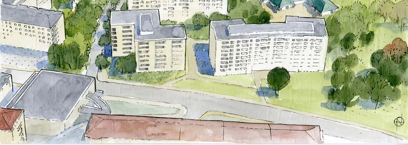 Förslaget har utformats med inspiration från bl a stadsvillorna längs Askrikegatan vid Tessinparken, med byggnaderna i en betydligt mindre skala än omgivande hus.