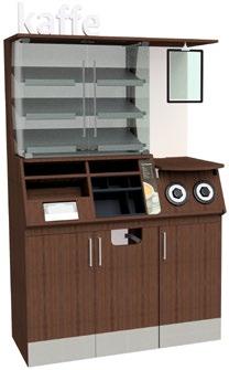 Kaffemodul 1266 Modell med bredare vitrin för mer bröd och en större yta för tillbehör.