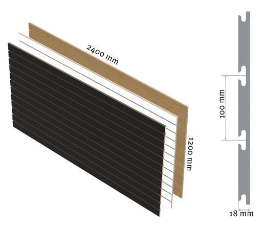 100 mm. Panelerna finns i alla standardfärger för träprodukter, se sidan 9.