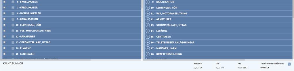 Det enda du måste göra som förberedelse är att starta en Ny Kalkyl i sektionsdata, spara den och sen