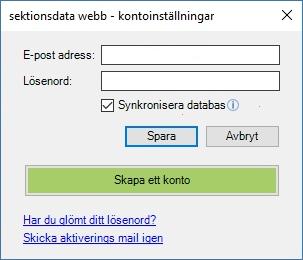 2. Skapa ett konto till sektionsdata webb För att öppna en kalkyl i sektionsdata webb måste du först skapa ett konto.