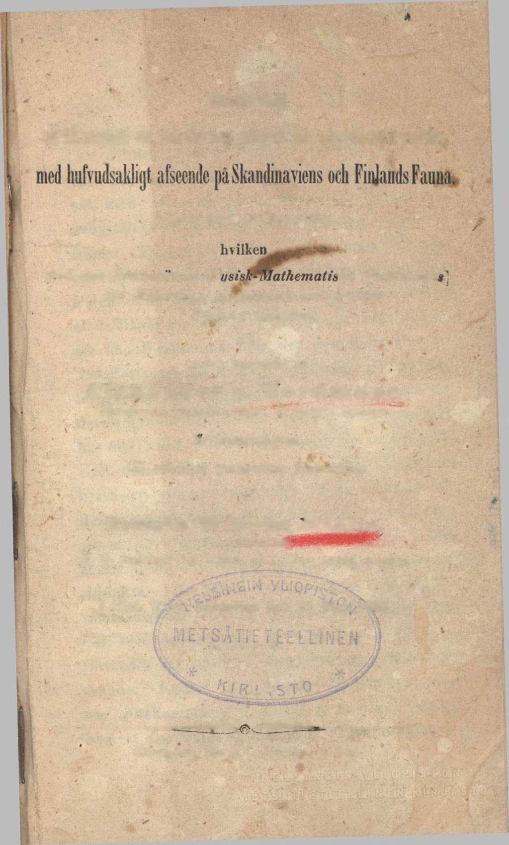 Bidrag till kännedom om insekternas geografiska utbredning i norden Akademisk Afhandling,
