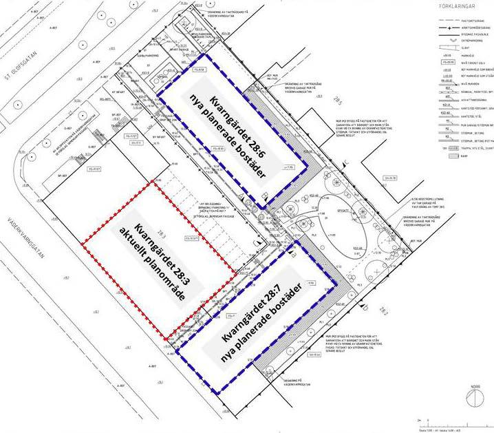 Planerade byggprojekt längs Väderkvarnsgatan På fastigheterna Kvarngärdet 28:7 och Kvarngärdet 28:6, som ligger i direkt anslutning till planområdet, planeras två nya flerbostadshus.