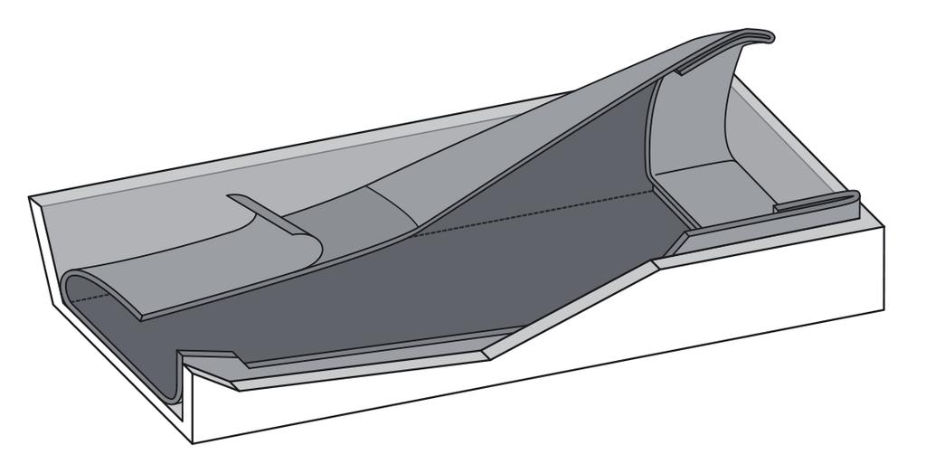 RÄNNOR Installation Illustration 12. Den skyddande filmen ska därefter, med hjälp av en vass kniv, skäras till i passande sektioner. Dela upp filmen i ett antal mindre sektioner.