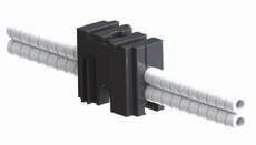 Hållare för OFBLT fiberskyddsrör OFSSMB Svart glasfylld UL94 V0 Nylon, RMS-104 OFBLT kvarhållning: >70N Håller ett maximum av 3 tuber Förmåga att haka fast på andra OFSSMB-er HÅL Ø5 FIBER - BREAKOUT