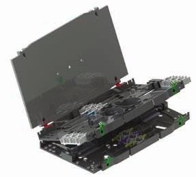 SKARVBRICKOR OCH STÖD Skarvbrick-system för optisk fiber OFST Lock, brickor och gångjärn säljs separat eller i en sats: OFST-A-P-1 Fiber-routing mellan brickor är möjlig genom slitsar längs en av