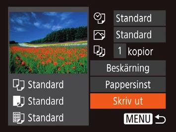 3 Slå på skrivaren. 4 Slå på. ztryck på knappen [ ] för att starta. 5 Välj en bild. zvälj en bild med hjälp av [ ][ ]-knapparna. 6 Gå till utskriftsskärmen.