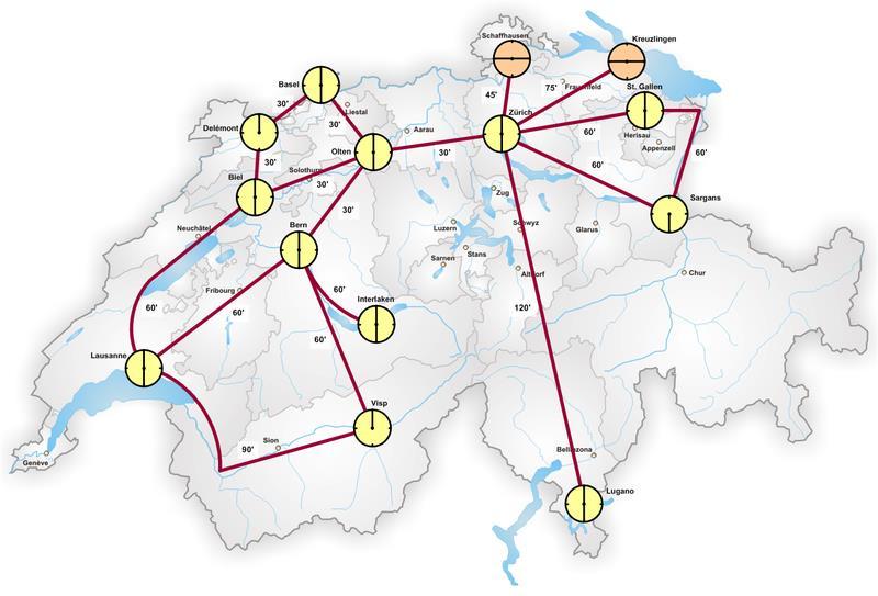36 för regiontågen är således begränsat. Det gäller därför att med ett måttligt turutbud skapa ett trafikupplägg som maximerar nyttan och ger även angränsade orter vid sidan om stråket del av nyttan.