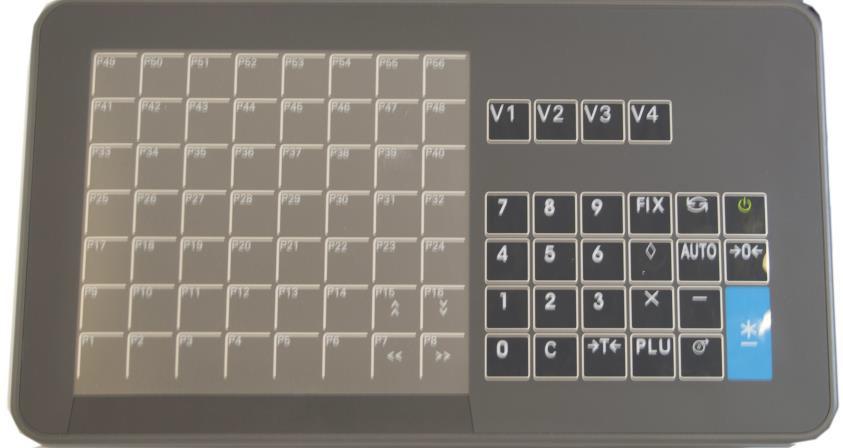 Tangentbord på SM-120 LL Bekrivning av tangentbord 1-56 snabbvalstangenter för PLU i operationsläge samt som textinmatningstangenter i programmeringsläget.