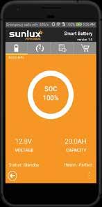 6 6 SUNLUX POWERBOX APP ALLMÄNT Med hjälp av den tillhörande app-funktionen kan man läsa ut all information om batteriet, så som laddnivå, aktuell strömförbrukning, spänning, temperatur etc.