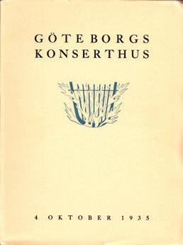 11 Göteborgs konserthus. Berättelse avgiven av stadsfullmäktiges byggnadskommitté för konserthuset vid invigningen den 4 oktober 1935. Göteborg, 1935. 4:o. 70,+ (1) s.+ planscher.
