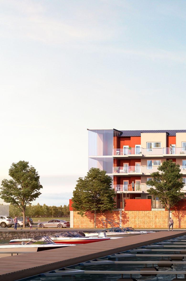 VARTERET Välkommen till Brf Hamnen unikt boende mellan land och vatten! På en halvö i Hästholmen, omgiven av Vättern, planerar vi för 38 bostadsrätter.