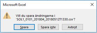 SOCIALSTYRELSEN 2018-09-14 6(7) Nu är filen sparad som en kommaseparerad textfil på den plats du har angivit. Nu kan du stänga Excel.