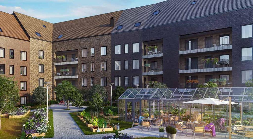 Etapp 1 Söderleden Hönsgård Odlingslådor Växthus Etapp 2 Utegym Boule Hus 5 Hus 6 Hus 7 Hus 8 Södra Järnvägsgatan Ett gott liv på Växjös skönaste innergård I vårt nya kvarter har vi försökt att ta